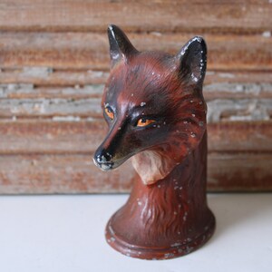 Vintage cast metal Fox head bottle opener woodland fox hunt rustic barware