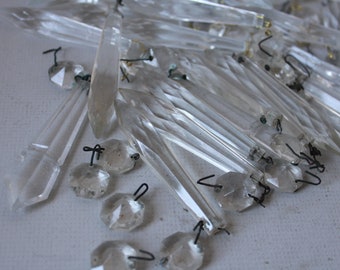 Lot of glass Prisms vintage Chandelier antique Light lamp sun catcher supplies