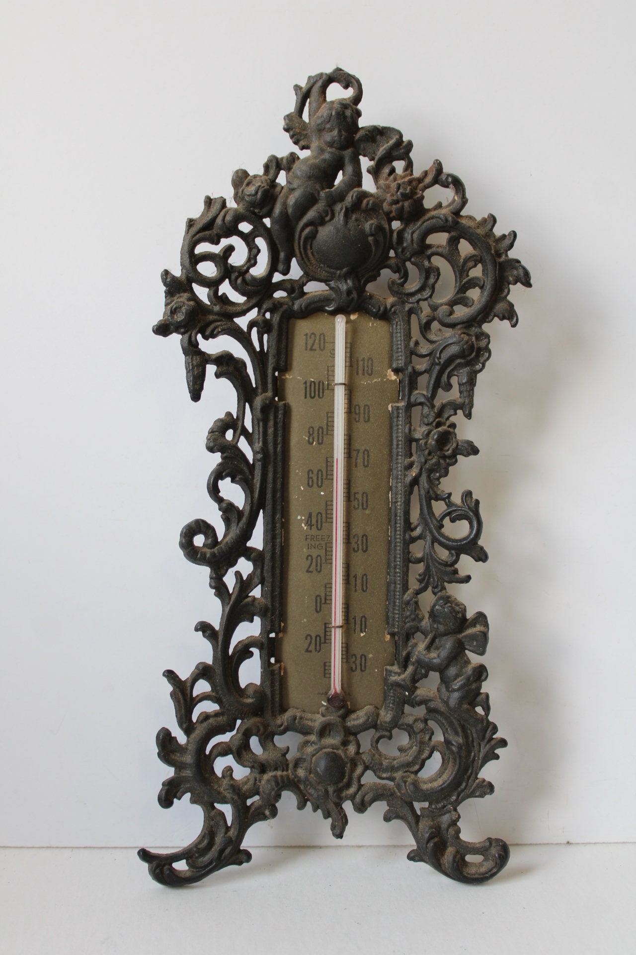 Cast Iron and Glass Outdoor Thermometer