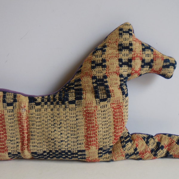 Vintage Horse shaped pillow Decorative Woven stitched primitive folk art accent pillow Equestrian