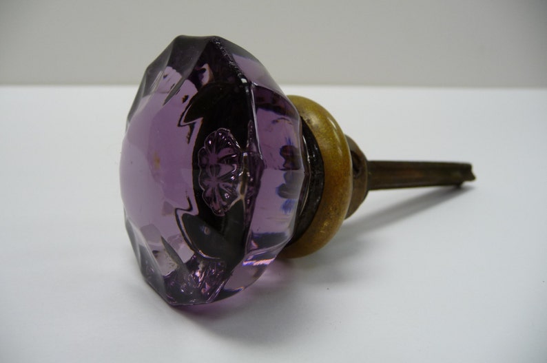 Vintage door knob Purple glass Amethyst handle Restoration Etsy