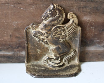 Vintage cast iron Pegasus Winged Horse doorstop bookend Snead & Co. Jersey City NJ