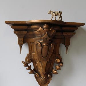 Antique wood shelf Aged Gold Gothic ornate decorative accent wall mount Victorian