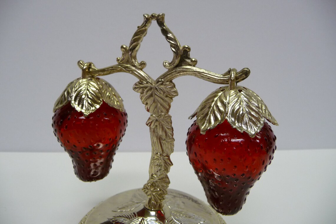 Strawberries hanging from tree vine Stand Vintage salt and Etsy