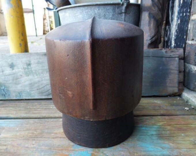 Antique Wood Hat Form Mold W/ Stand Brim Crown Block Mold Etsy
