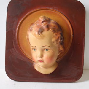Vintage religious wall mount Christ Child dimensional plaque