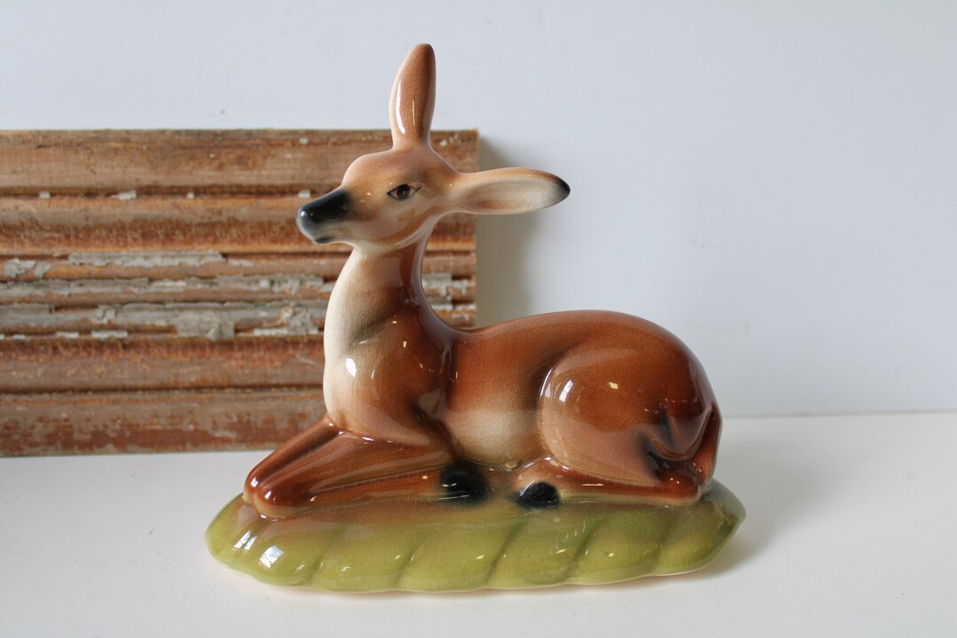 Vintage Deer Statue Pottery Woodland Animal French Country Etsy