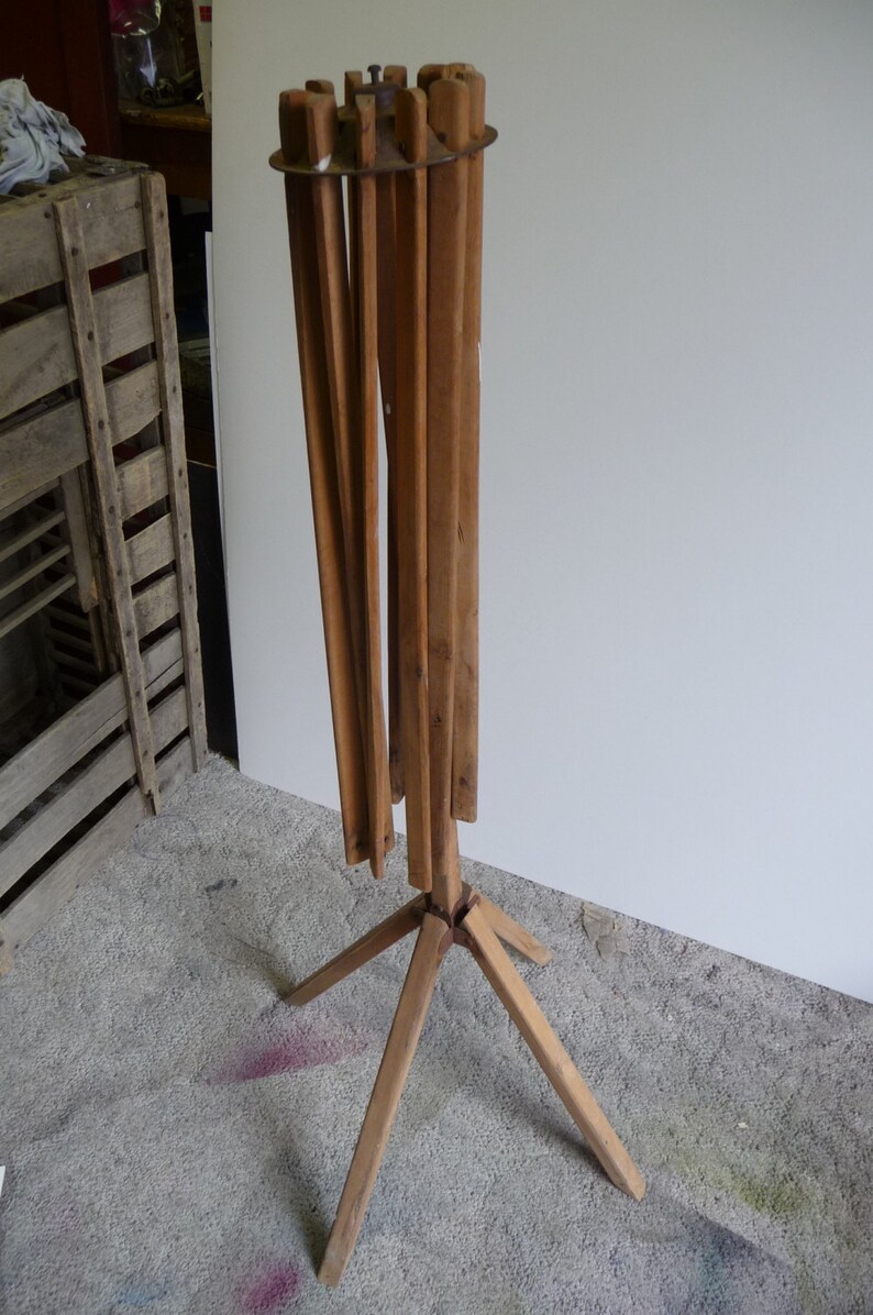 Antique Drying Rack Fold Out Clothes Standing Tripod Etsy