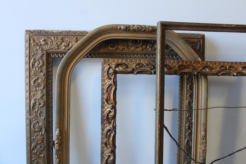 Four Antique Frames Ornate Wood Picture Frame Odd Shaped Wall Decor