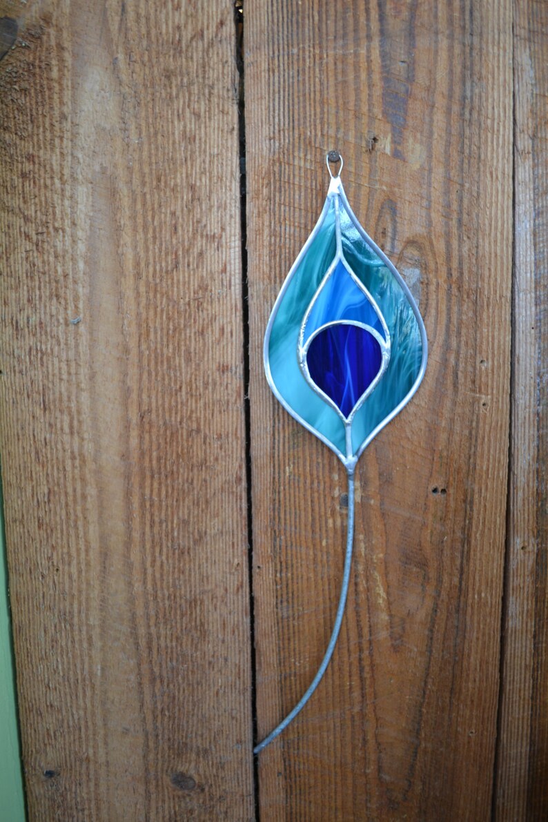 Stained Glass Single Peacock Feather | Etsy