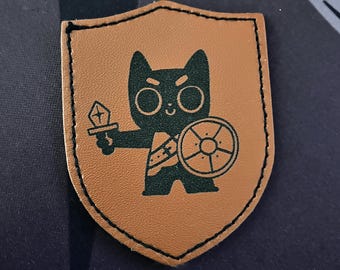 Engraved leather patch, Noireau the Knight! Iron-on