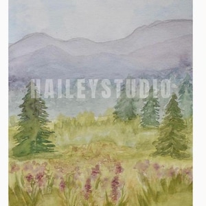 Art Print 24”x18” Landscape Watercolor Painting “Sweet Summertime”
