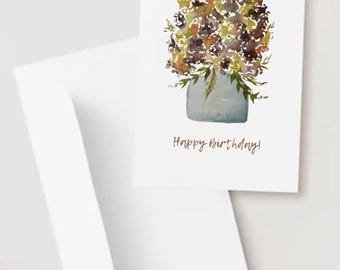 Greeting Cards Birthday Floral Bouquet Watercolor