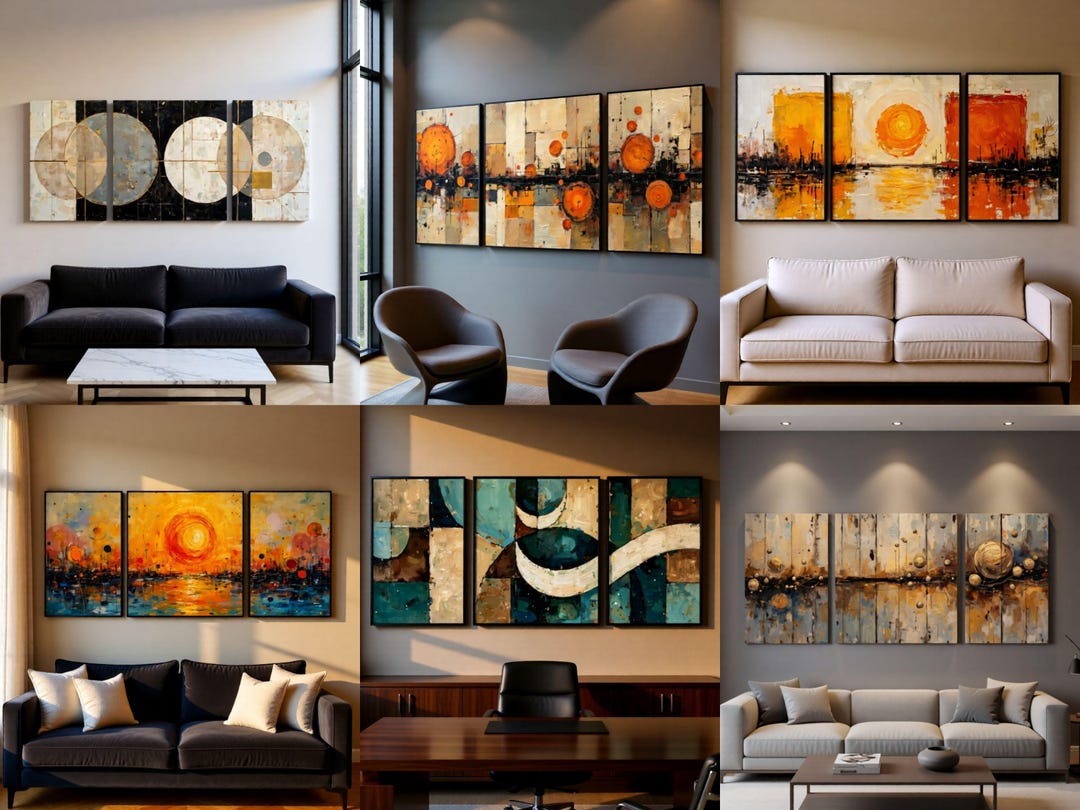 10 Textured Abstract Printable Wall Art | Set Triptych Modern Geometric ...
