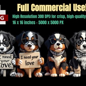 Berner Sennenhund, Baby Berner Sennenhund, niedliche Welpen Aufkleber, Welpen Clipart, Welpen Becher Designs, PNG Sublimation, PNG Designs
