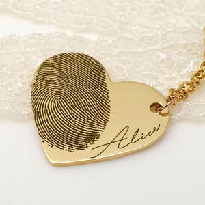 Custom Fingerprint Heart Necklace: Engraved Titanium Steel Memorial Pendant