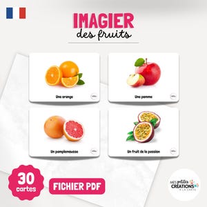 Cartes imagier - Les fruits - 30 cartes