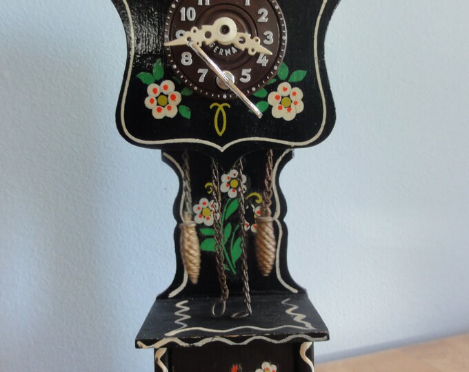 Miniature Grandfather Clock German Made Wind up Heco Clock With Key ...