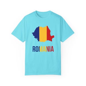 Rumänien Map T-Shirt | Unisex Stückgefärbtes T-Shirt, Perfekt für Reiseliebhaber, Geschenke für Rumänen, Sommerfreizeitkleidung, Nationalstolz