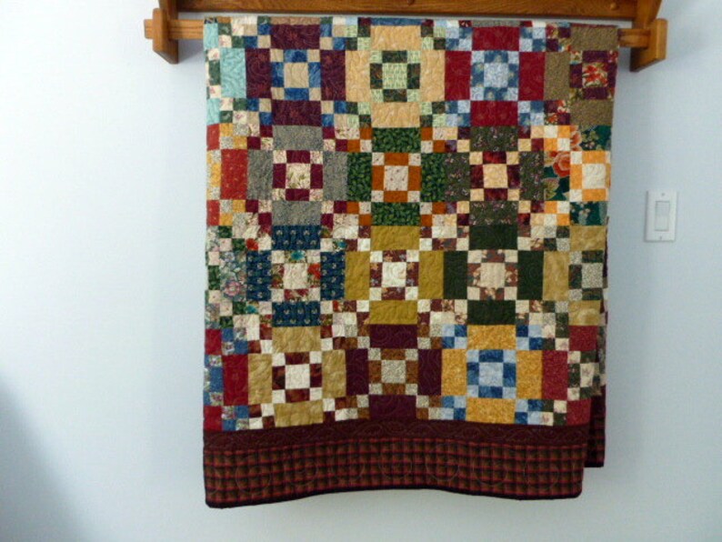 Quilt Multicolored scrappy patchwork Pattern Paducah 9patch Etsy