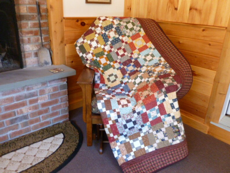 Quilt Multicolored scrappy patchwork Pattern Paducah 9patch Etsy