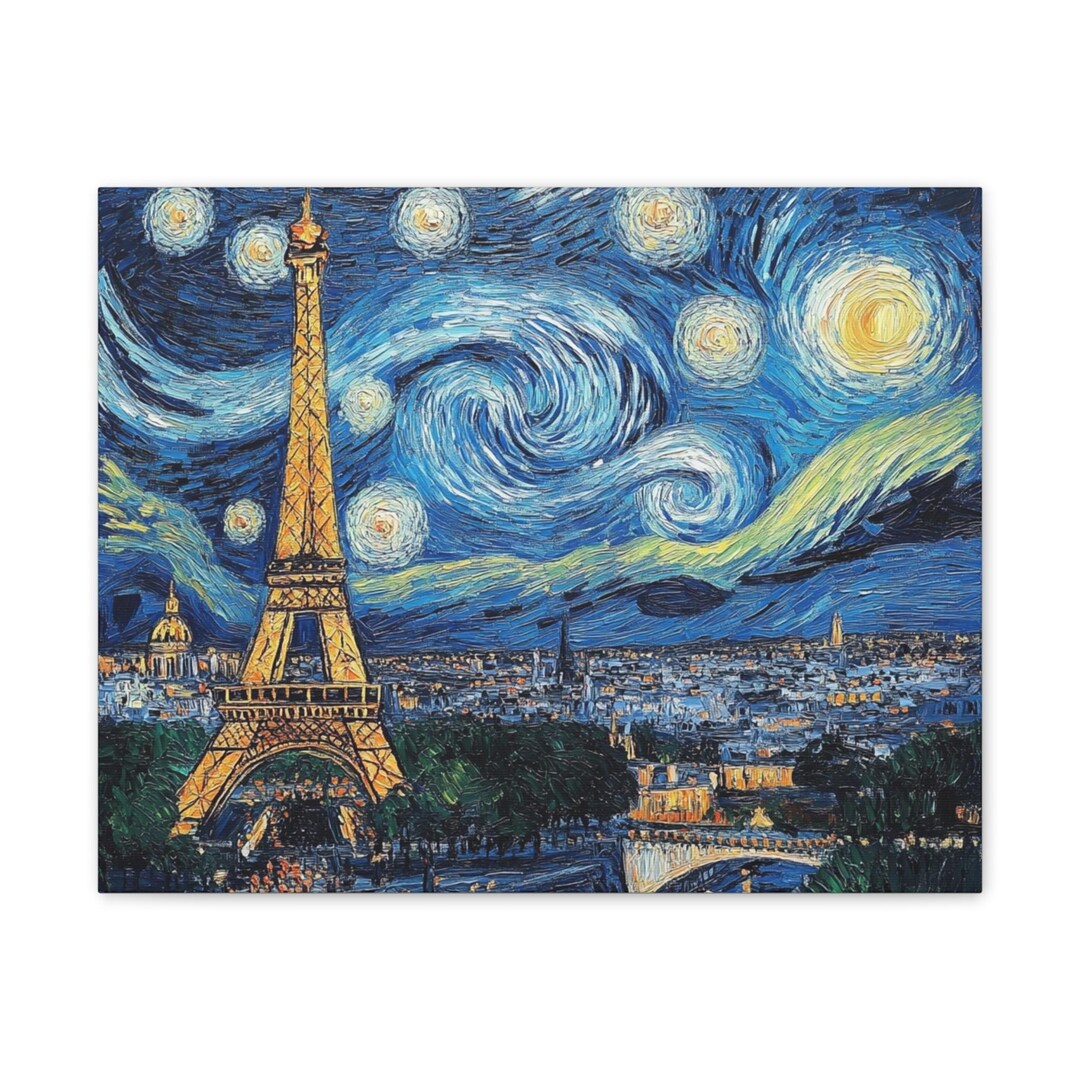 EIFFEL TOWER NIGHT GICLEE CANVAS ART PRINT POSTER main image 1