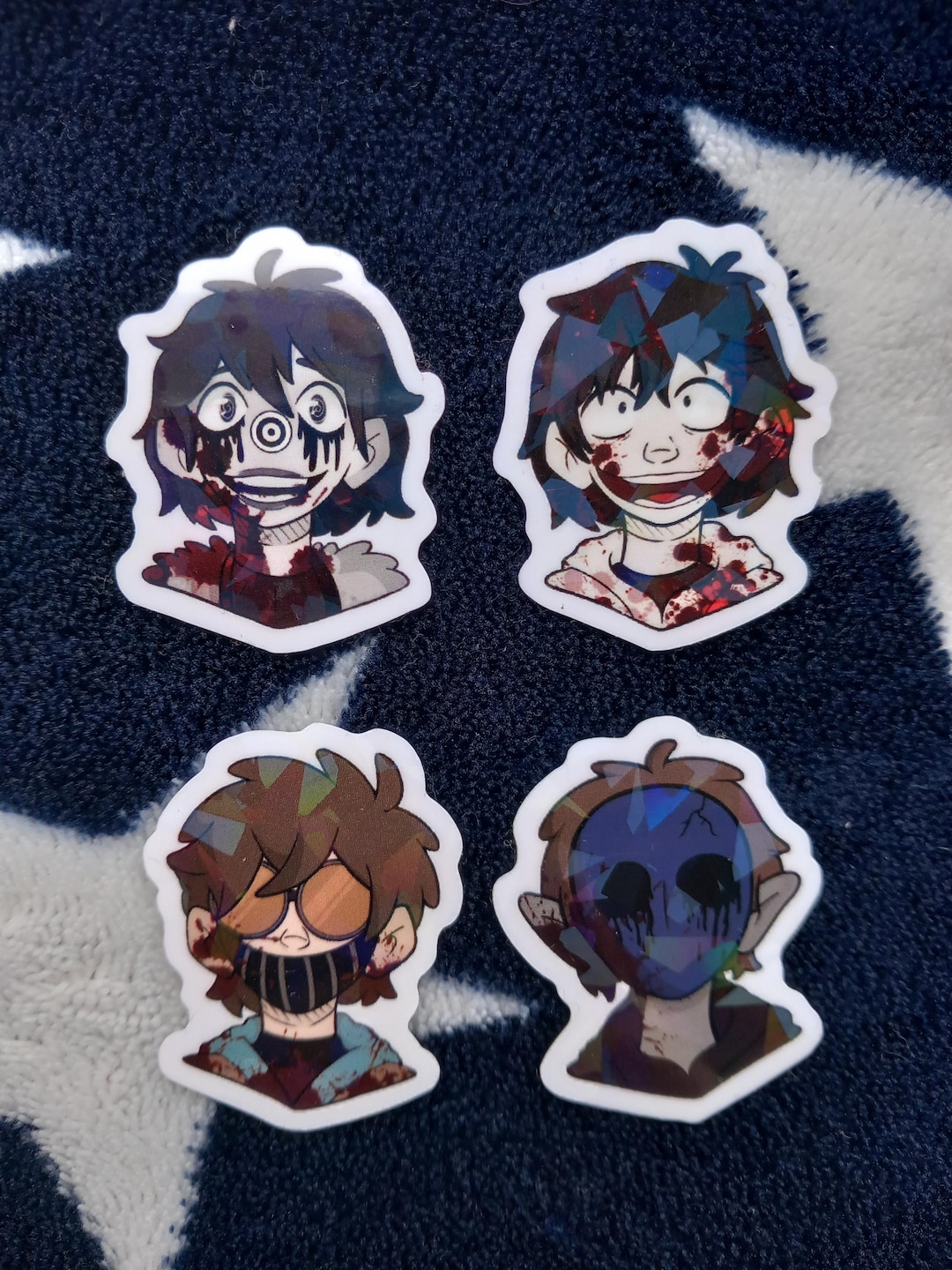 A Set of 4 Stickers. 1 Inch. Showing Jeff the Killer, Eyeless Jack ...