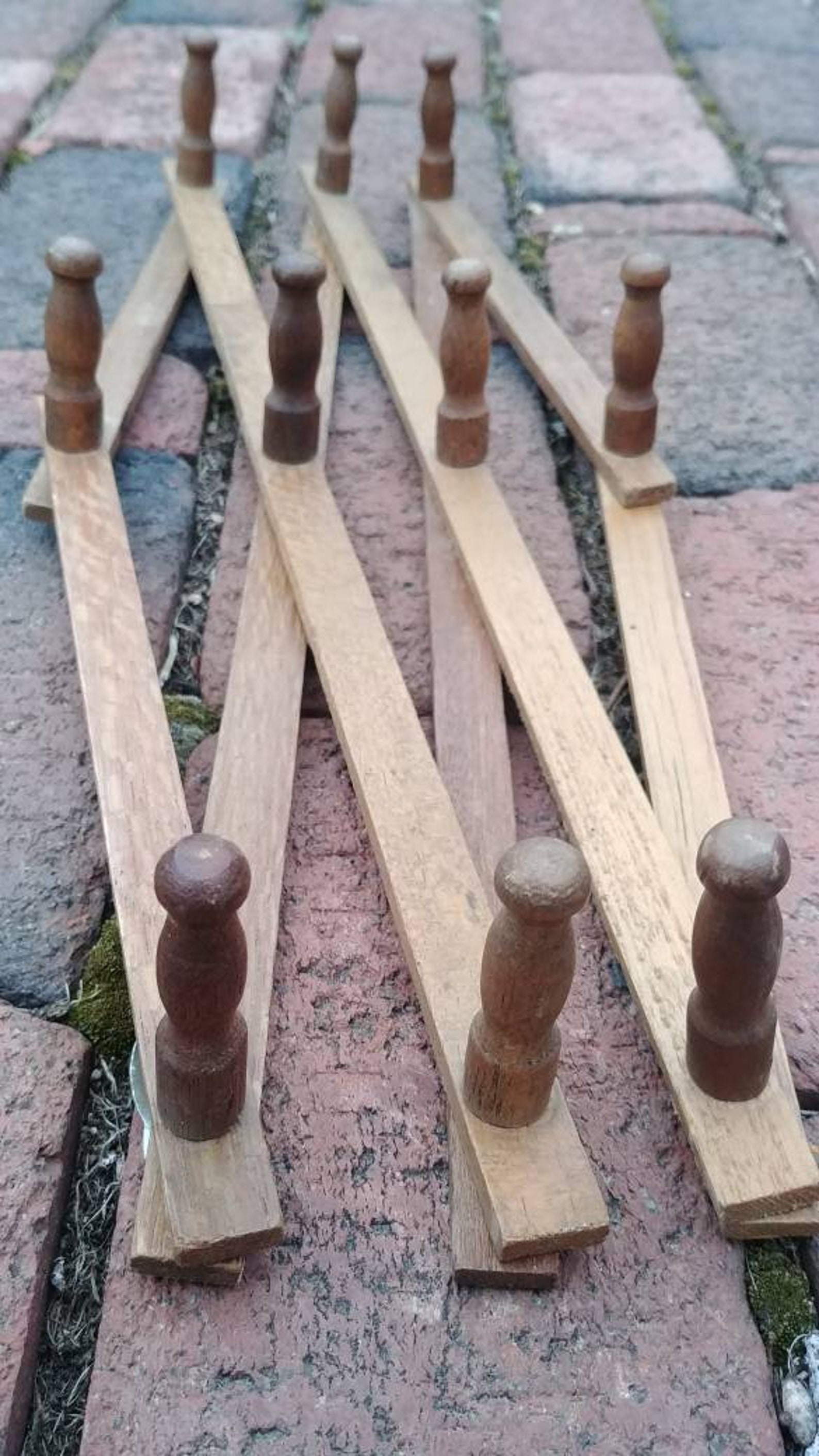 Vintage 50s Wooden Accordion Wall Rack Hanger Folding 10 Etsy