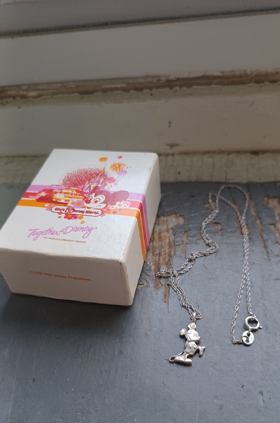 アクセサリー vintage silver 925 Mickey Mouse necklace Sterling Silver CZ Mickey Mouse Walt Disney 18