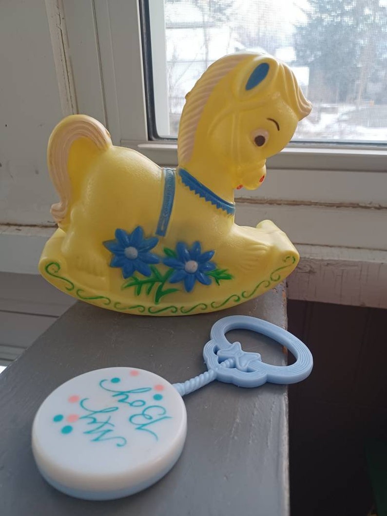 Vintage 60s Childhood Interests Rocking Horse & Baby Blue Boy Etsy