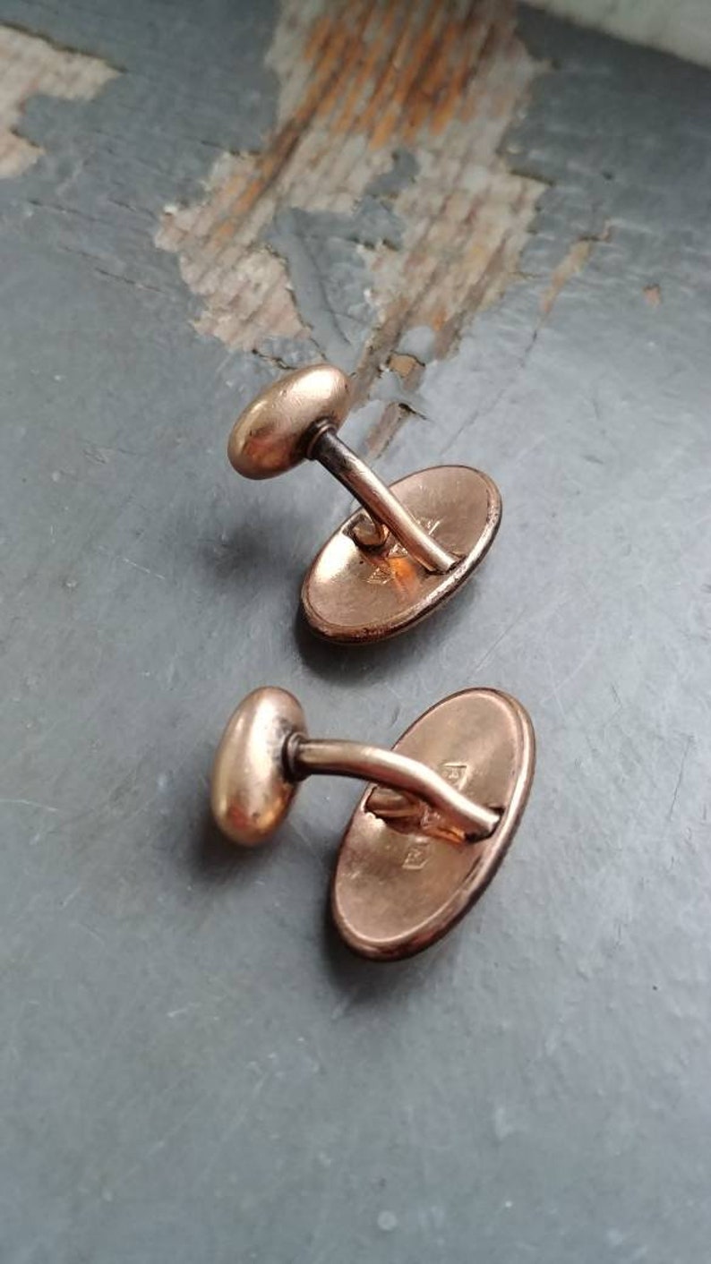 Vintage 1910 rounded oval engraved script cuff links beaded metalwork cursive initials WCG Clark /& Co cufflinks