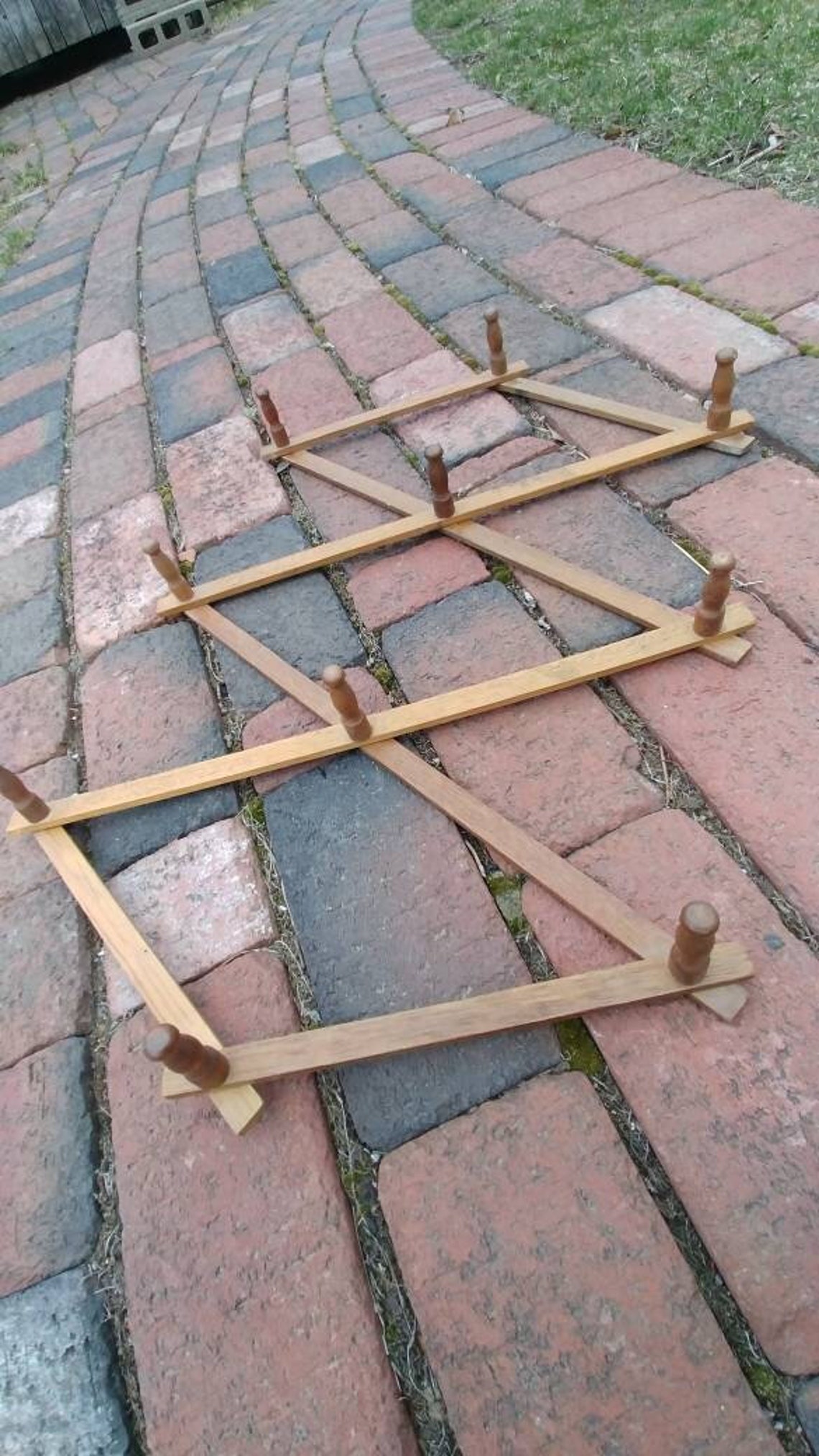 Vintage 50s Wooden Accordion Wall Rack Hanger Folding 10 Etsy