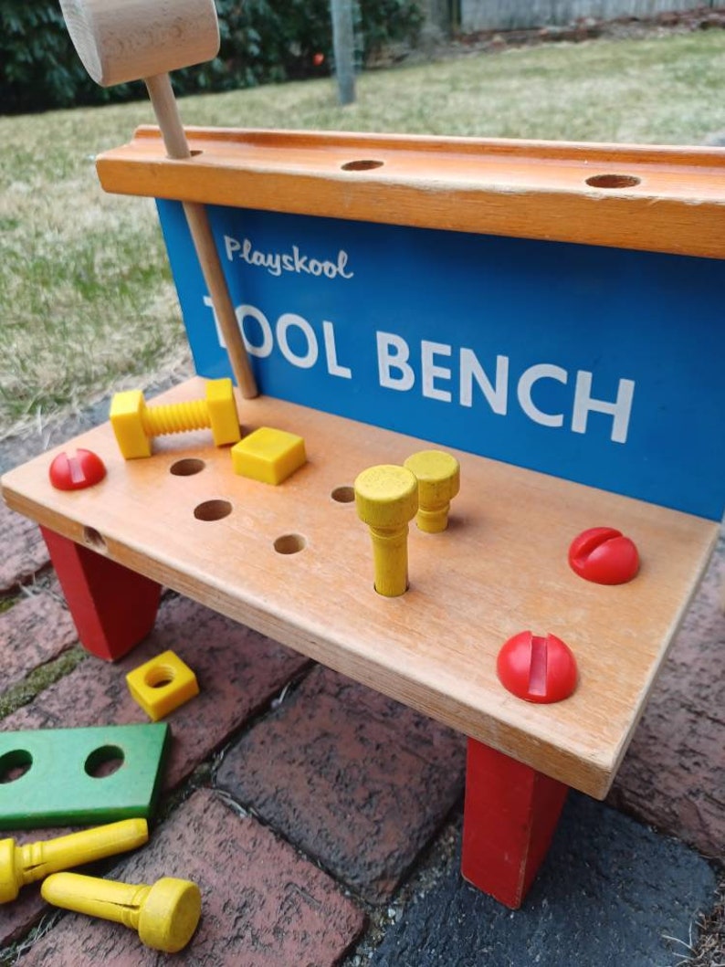 Vintage 60s Playskool Workbench 2 Sets Wooden Frame Tool Etsy