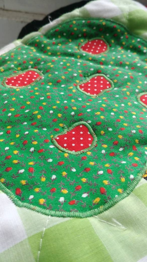 Vintage 60s handmade patchwork apple tree embroid… - image 6