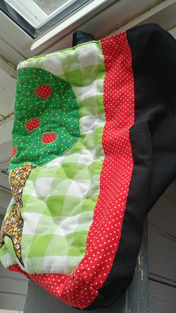 Vintage 60s handmade patchwork apple tree embroid… - image 9