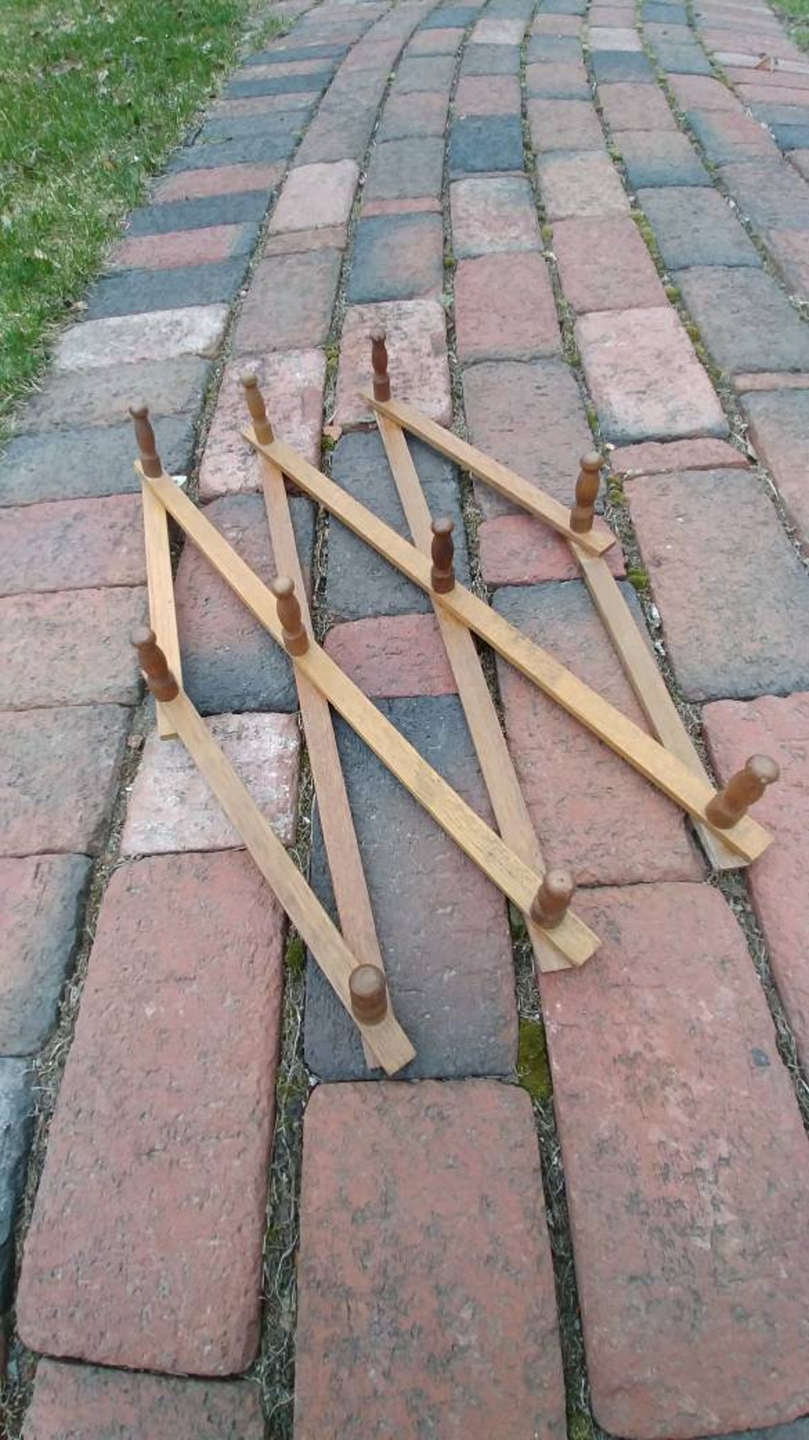 Vintage 50s Wooden Accordion Wall Rack Hanger Folding 10 Etsy