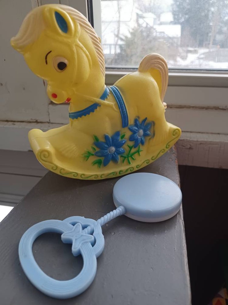 Vintage 60s Childhood Interests Rocking Horse & Baby Blue Boy Etsy