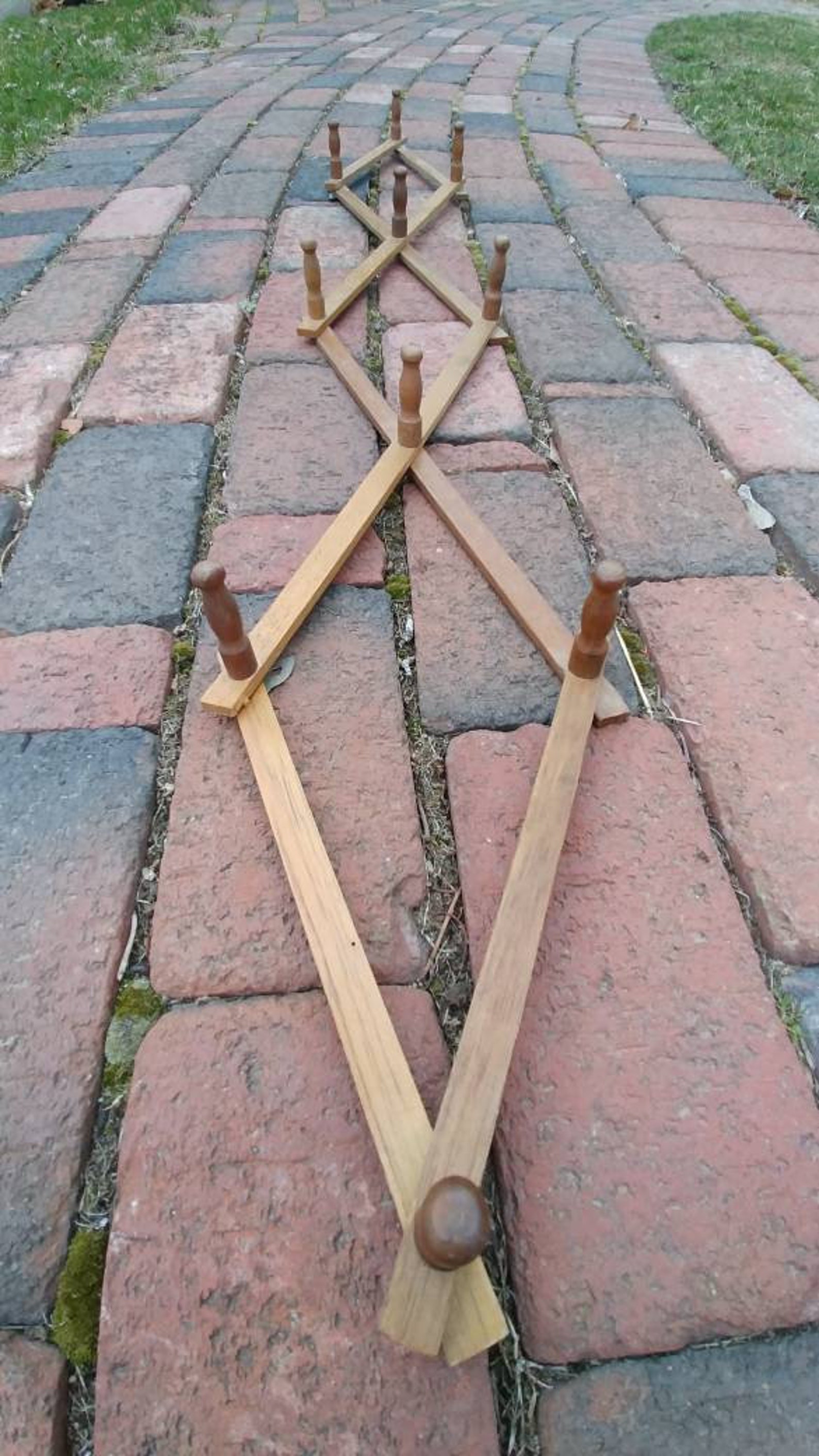 Vintage 50s Wooden Accordion Wall Rack Hanger Folding 10 Etsy