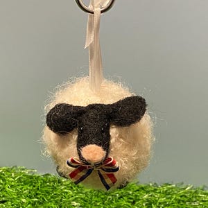 Handmade needle felted sheep ornament