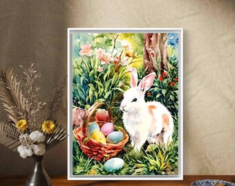 Art Print Brighten Up Your Space with Floral Bunny Print: Perfect Digital Download Art for Girls&#39; Nursery Decor #62