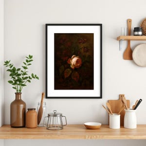 Stampa NATURA MORTA BAROCCA con rosa. Stampa artistica Lan. Natura morta olandese con rosa / Arte da cucina vintage stampabile / Dipinto floreale del Vecchio Mondo #MSL1B