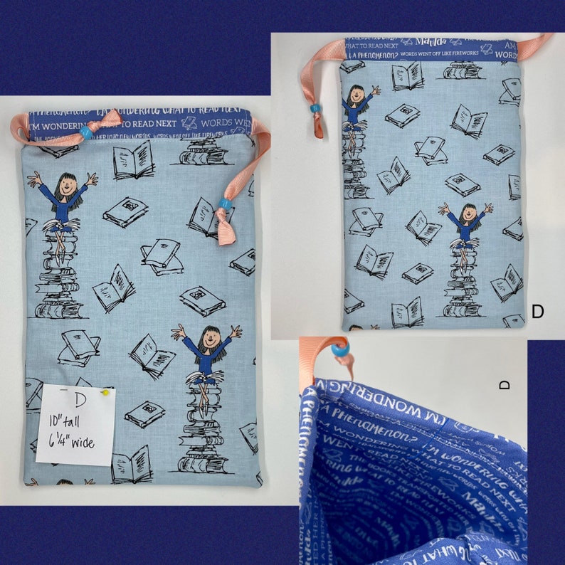 Matilda Drawstring Bag / Cosmetic Bag / Gift Bag / Matilda the Musical / Matilda Gift / Roald