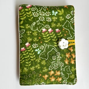 Cats and Flowers Mini Notebook and Cover / Mini Notebook Cover / Quilted Notebook / Small Purse Notebook / Cat Lover Notebook