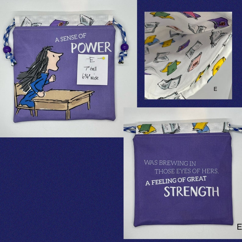 Matilda Drawstring Bag / Cosmetic Bag / Gift Bag / Matilda the Musical / Matilda Gift / Roald