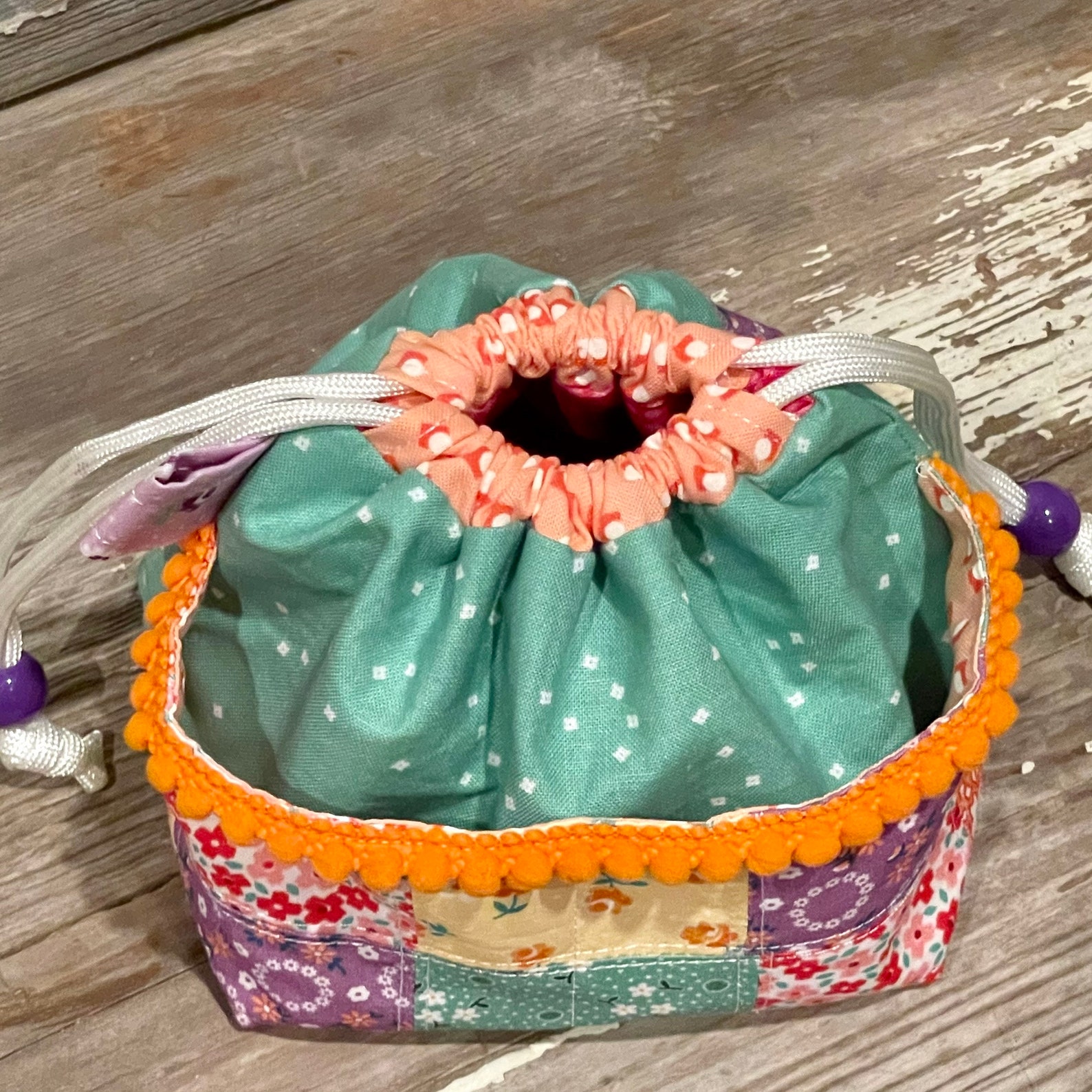 Floral Patchwork Small Project Bag / Drawstring Bag / Sewing Etsy