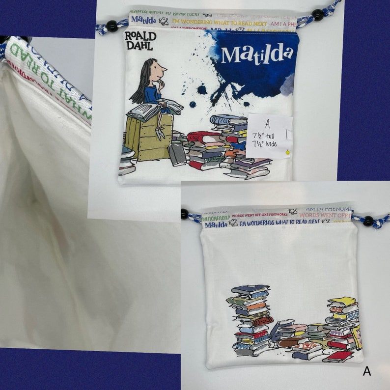 Matilda Drawstring Bag / Cosmetic Bag / Gift Bag / Matilda the Musical / Matilda Gift / Roald