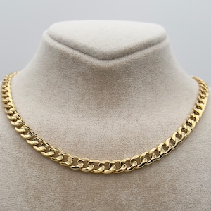 18K Solid Gold Curb Chain Necklace: 6.5MM Thick