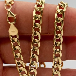 18K Solid Gold Curb Chain Necklace, 18K Yellow Gold Curb Link Chain, Twisted Curb Chain, 6.5MM Thick, Real Gold Chain for Men/Women, Gift!