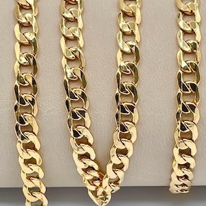 18K Solid Gold Curb Bracelet, Genuine 18K Yellow Gold Miami Curb Links Bracelet for Men/Women, 6MM Thick, Real Gold Chain Bracelets, Gift!