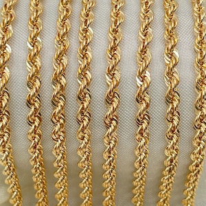 18K Solid Gold Rope Chain Necklace, Real 18K Gold Rope Chain, 4MM_16&quot; to 26.5&quot;, Real 18 Karat Gold Chain for Men & Women, Birthday Gift!